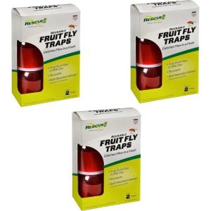 imageRESCUE Reusable Indoor Fruit Fly Traps with NonToxic Liquid Attractant  2 Traps 3Pack 6 Traps