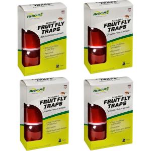 imageRESCUE Reusable Indoor Fruit Fly Traps with NonToxic Liquid Attractant  2 Traps 4Pack 8 Traps