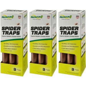 imageRESCUE Spider Traps  Catches Brown Recluse Hobo Spiders Black Widows ampamp Wolf Spiders  3 Pack 9 Traps