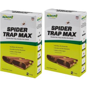 imageRESCUE Spider Trap MAX  Large Indoor Sticky Spider Trap  Catches Brown Recluse Hobo Spiders Black Widows ampamp Wolf Spiders  2 Traps2 Pack
